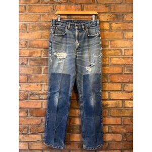 Vintage Levis 519 Orange Tab Distressed Jeans Mens 32x31 Blue Straight Leg Patch
